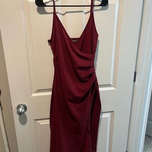 SHEIN Burgundy Asymmetrical Dress